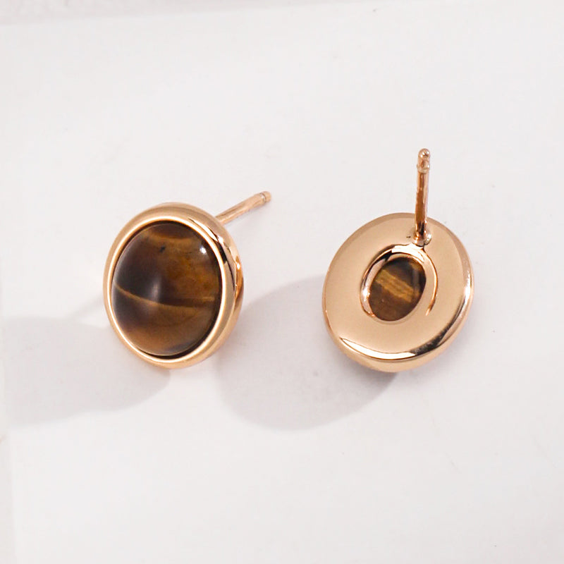 Sterling Silver Agate and Tiger's Eye Earrings