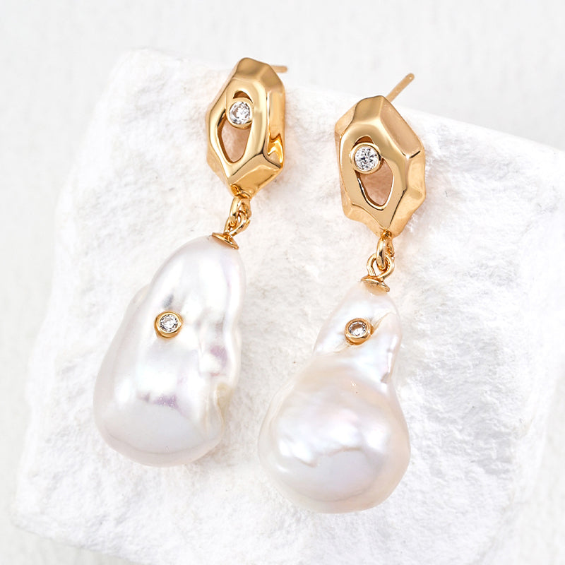 Vintage Baroque Pearl Earrings