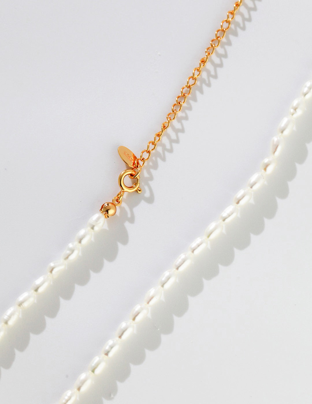 Classic Sterling Silver Rice Pearl Necklace