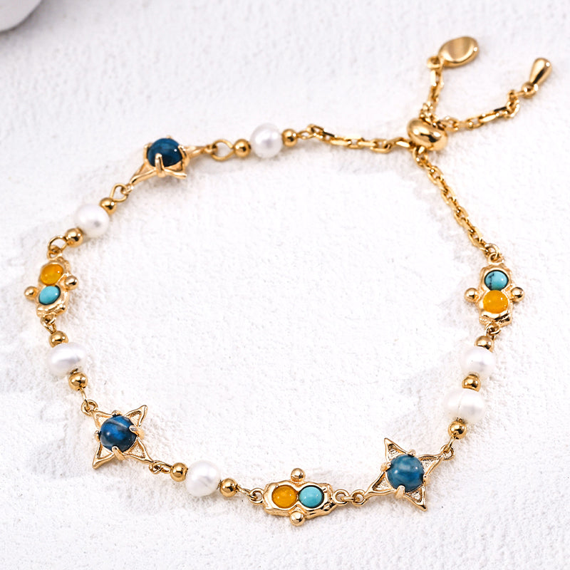 Dream: Vintage Natural Pearl, Turquoise, and Jasper Bracelet