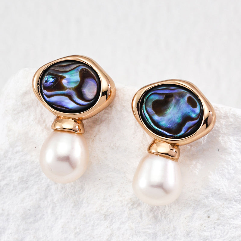 Natural Pearl and Tahitian Shell Earrings