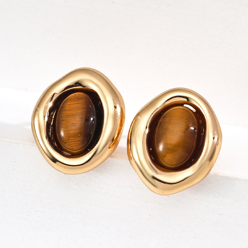 Minimalist Tiger's Eye Earrings
