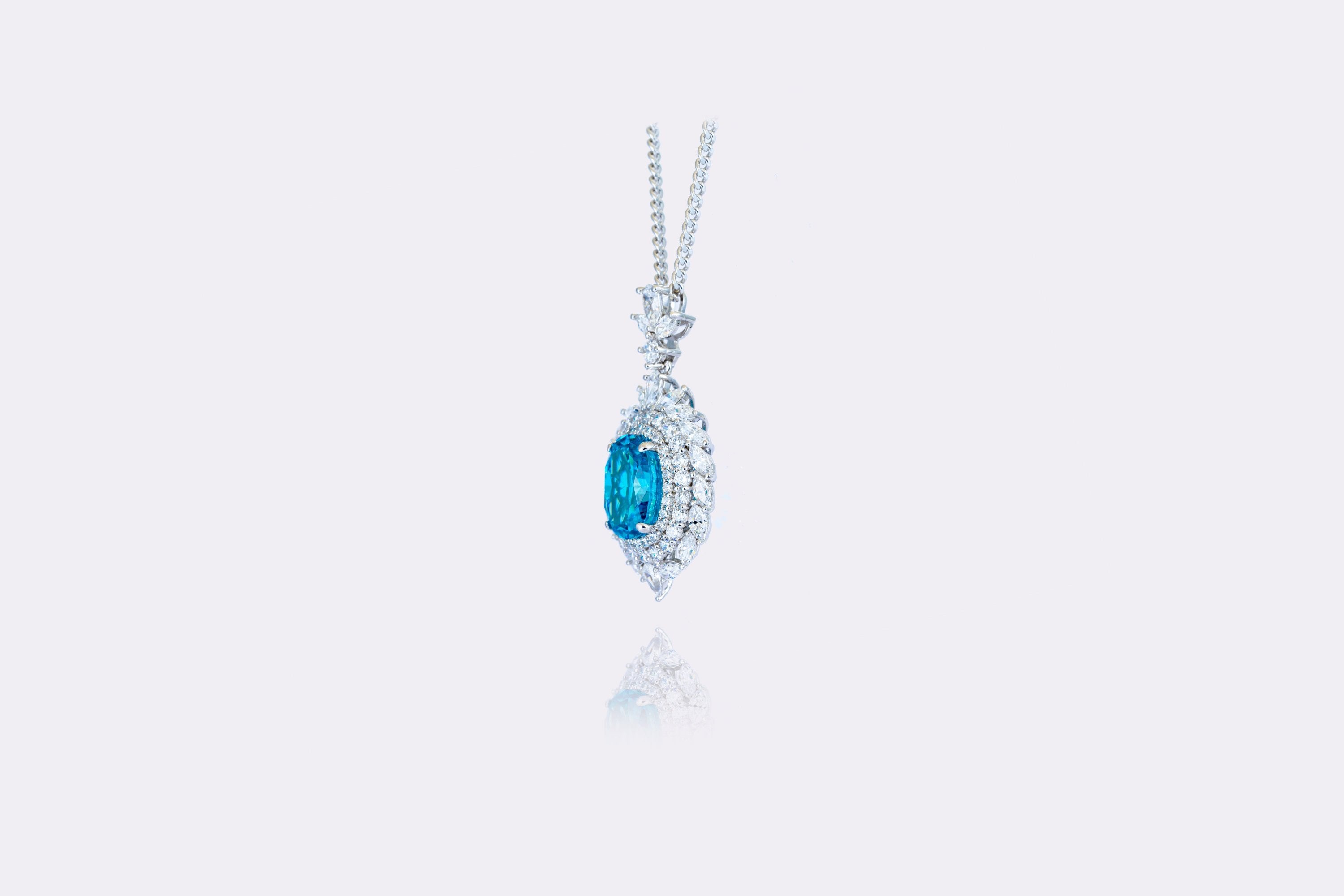 Aqua Radiance  Blue Topaz and Diamond Pendant Necklace