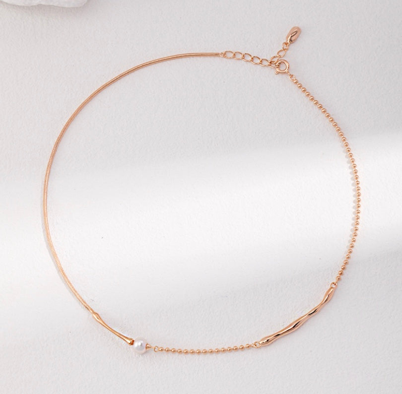 Pure Silver Round Pearl Necklace