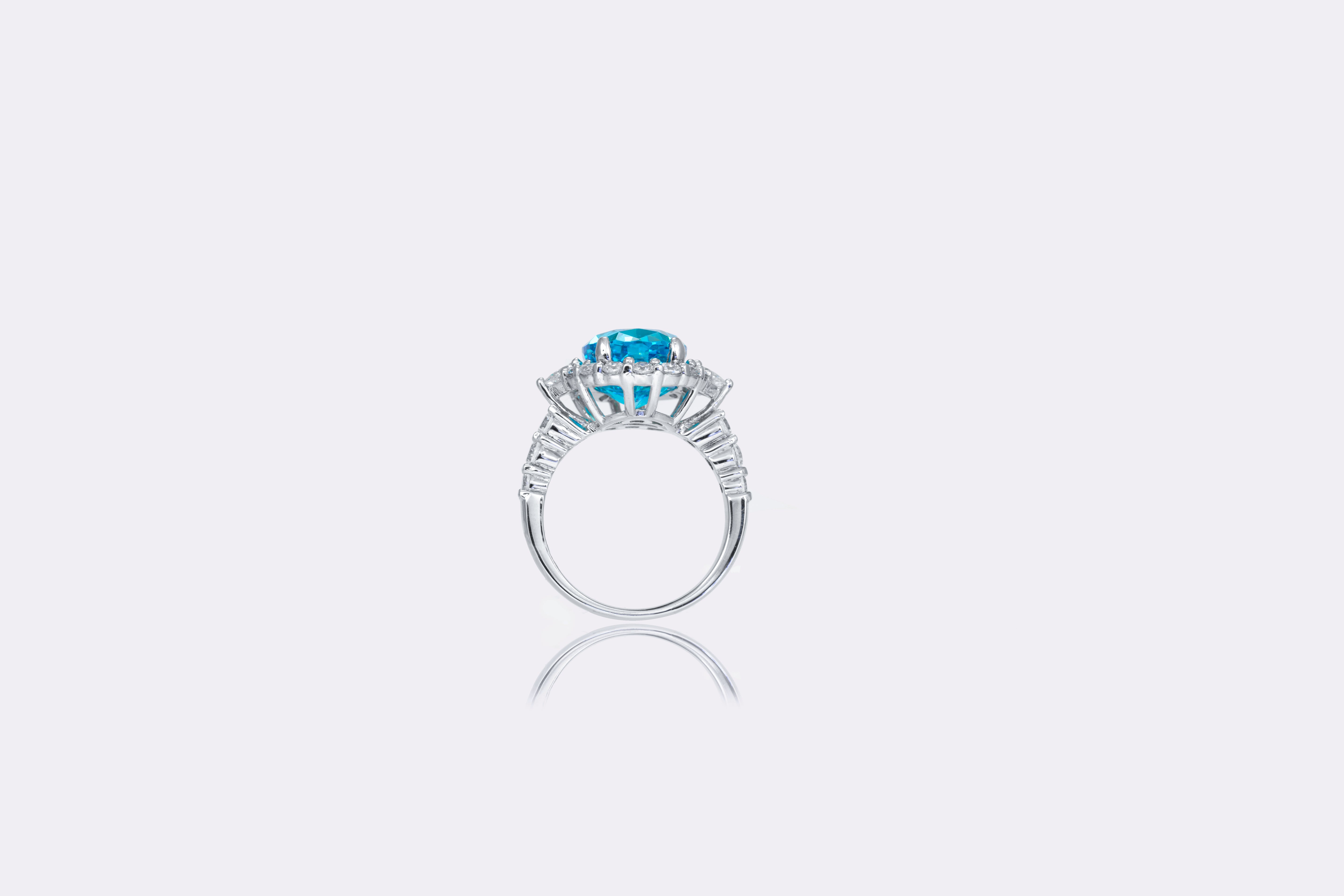 Oceanic Splendor Lab-Created Blue Diamond Silver Ring