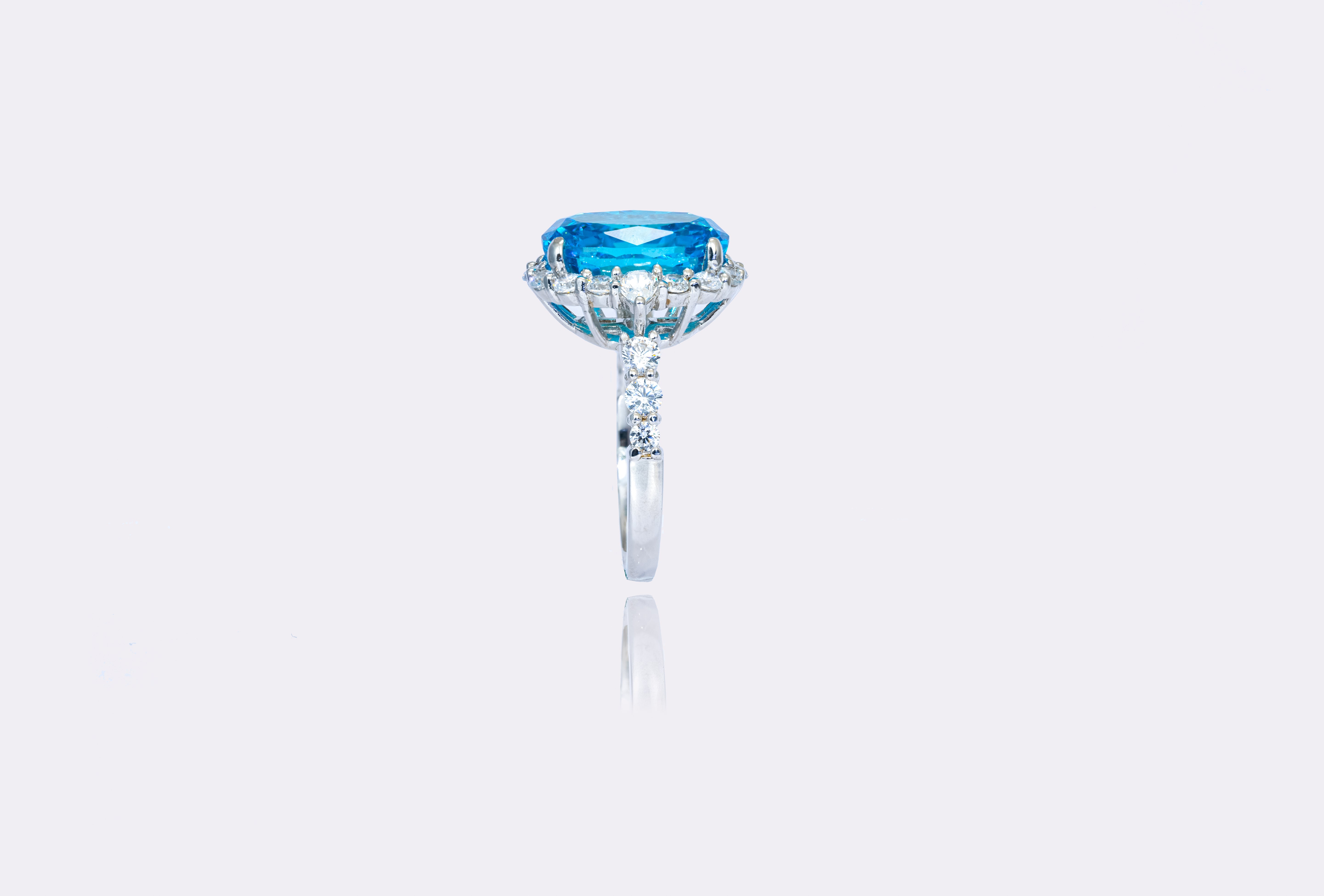 Oceanic Splendor Lab-Created Blue Diamond Silver Ring