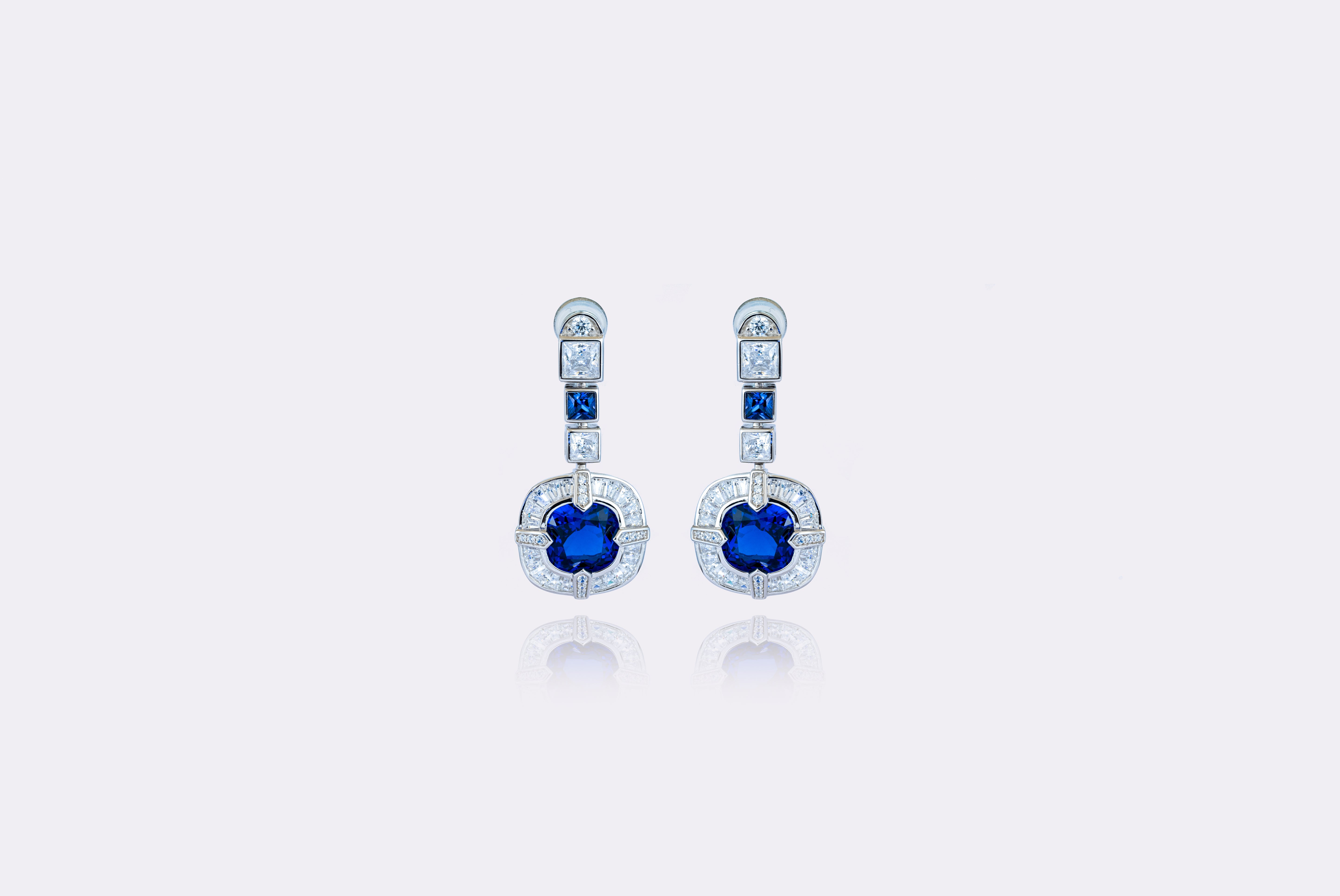 Sapphire Symphony: Elegant Blue Sapphire and Diamond Earrings