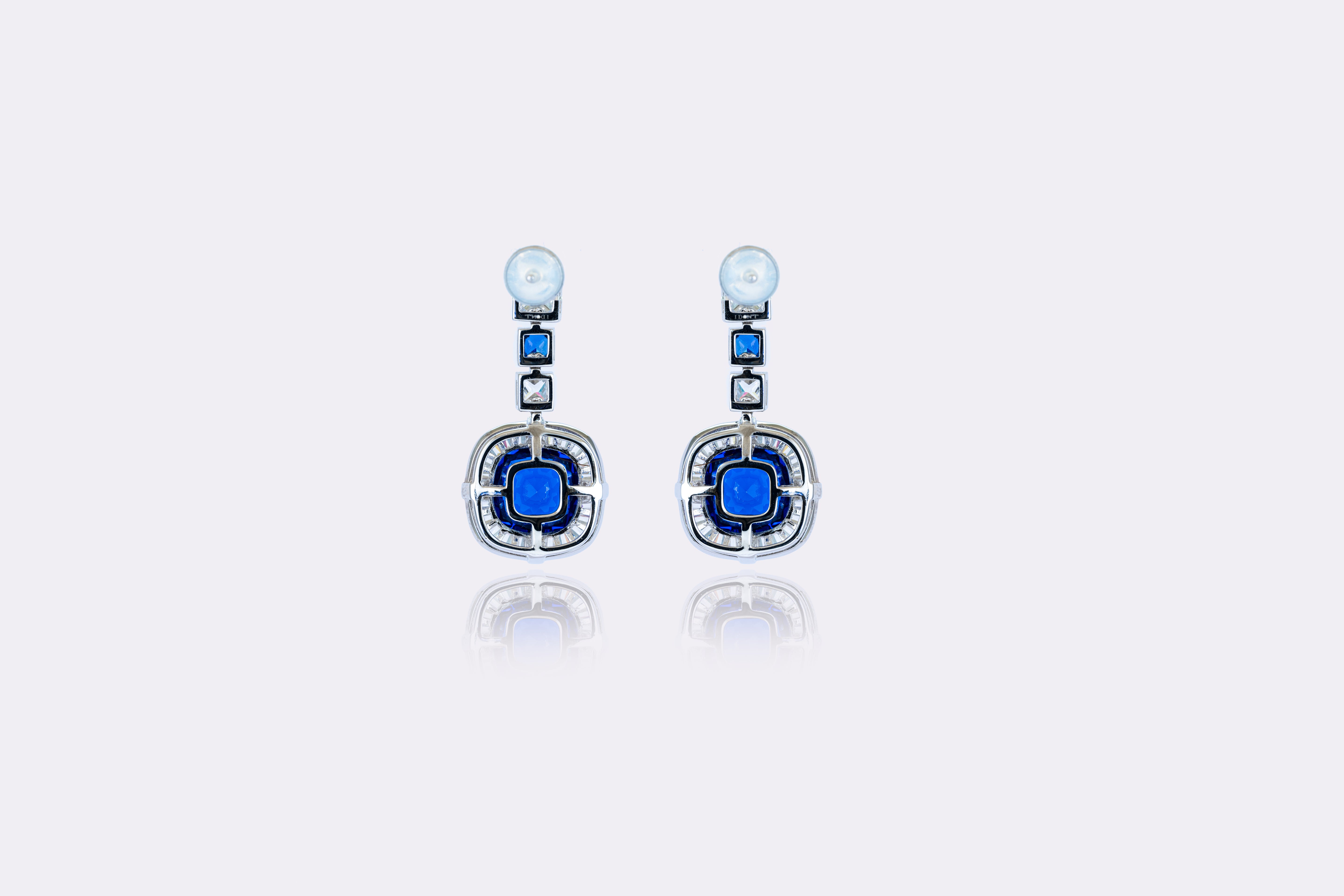 Sapphire Symphony: Elegant Blue Sapphire and Diamond Earrings 