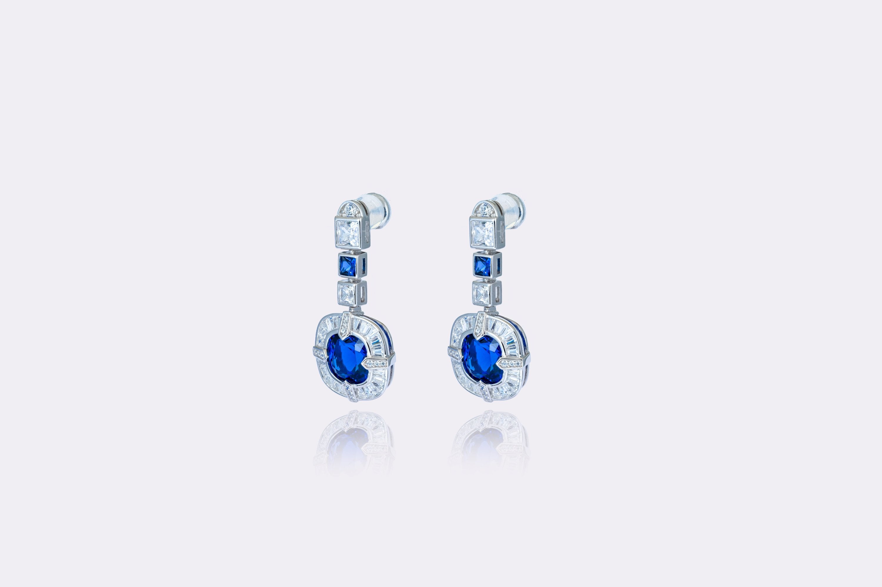 Sapphire Symphony: Elegant Blue Sapphire and Diamond Earrings