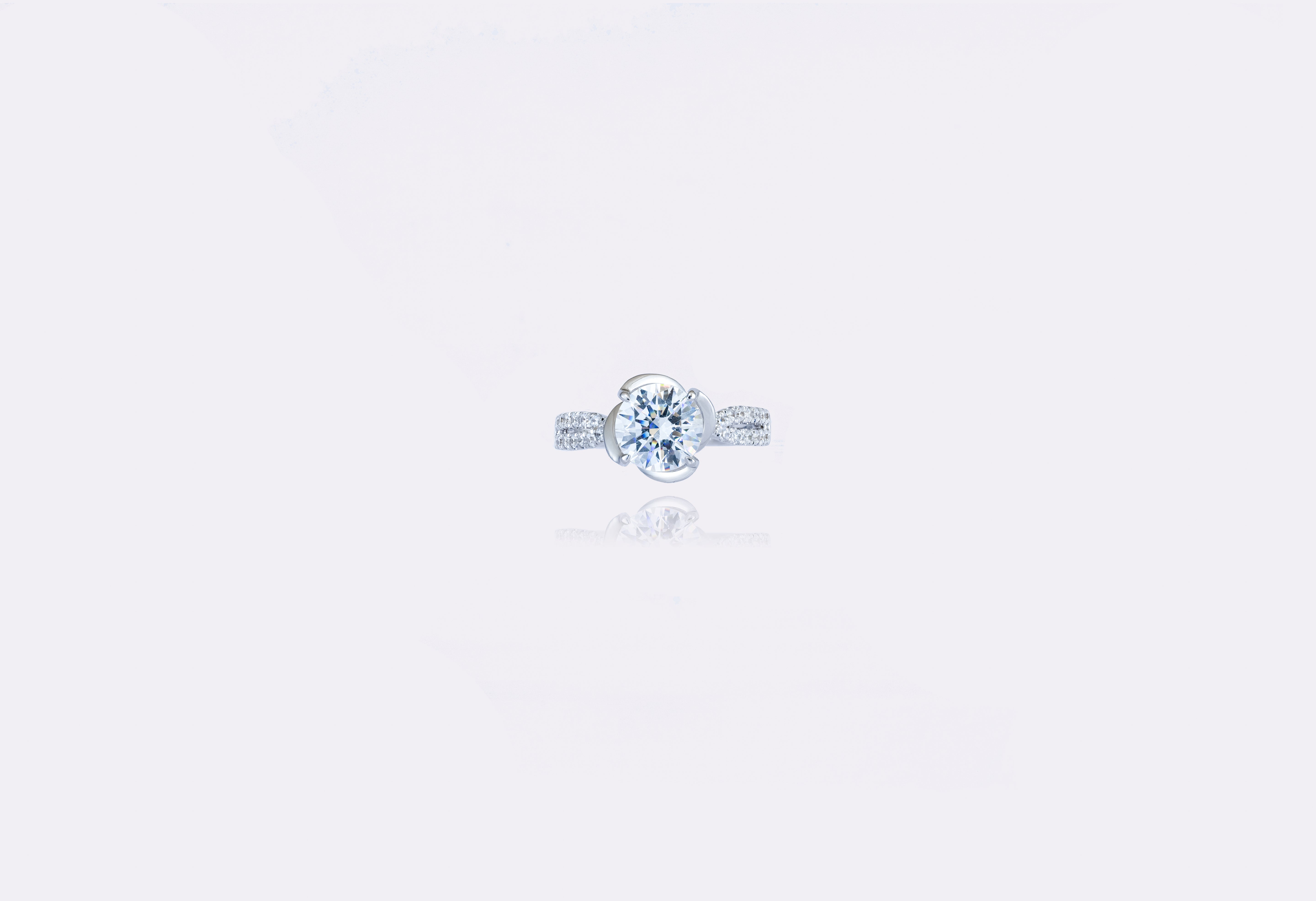 Sleek Round-Cut Lab-Created Diamond Engagement Ring in Silver