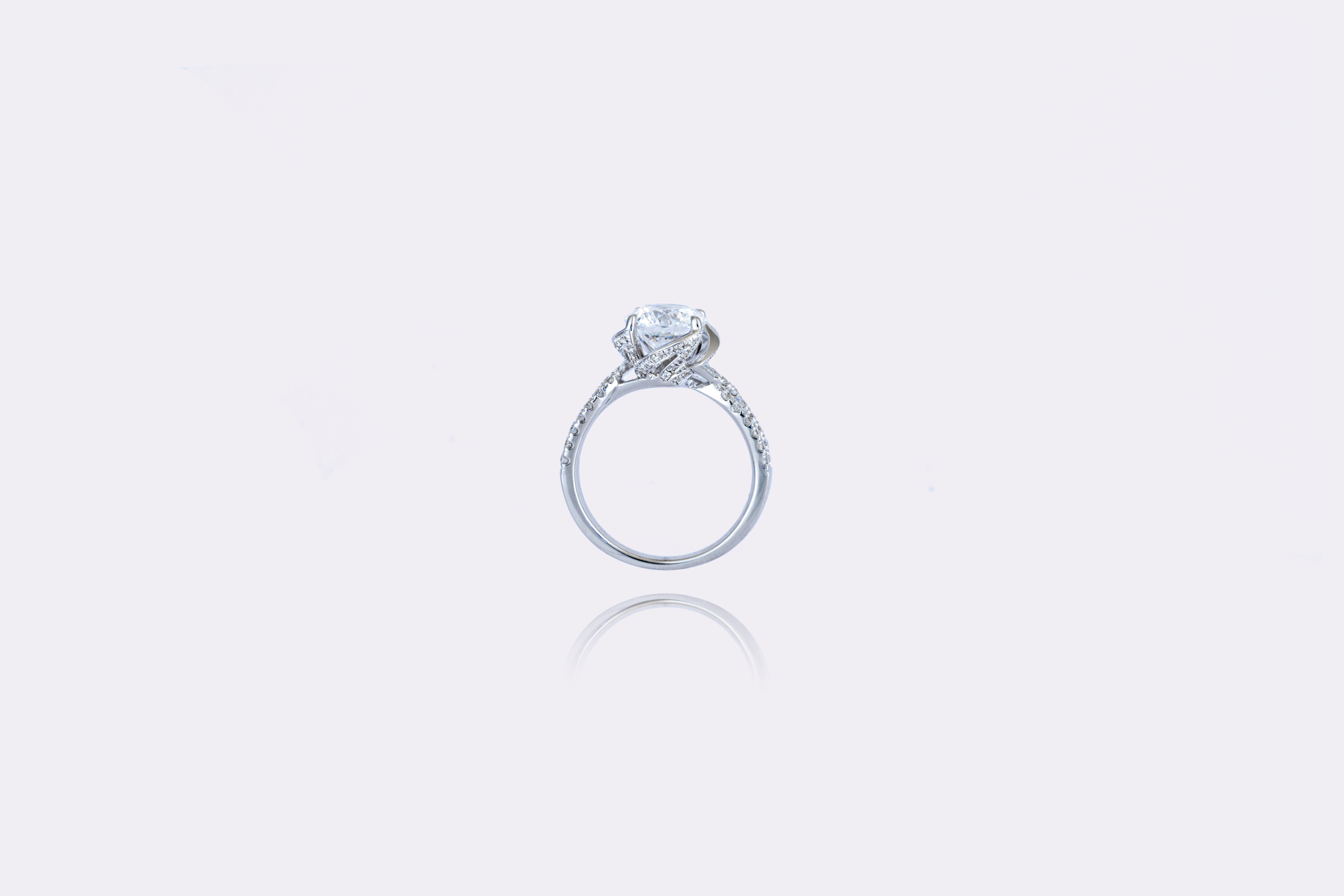 Sleek Round-Cut Lab-Created Diamond Engagement Ring in Silver