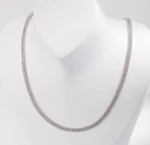 Elegant Sterling Silver Beaded Lace Chain Necklace