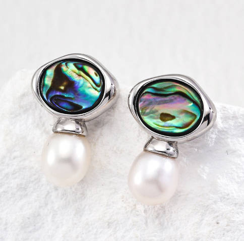 Natural Pearl and Tahitian Shell Earrings