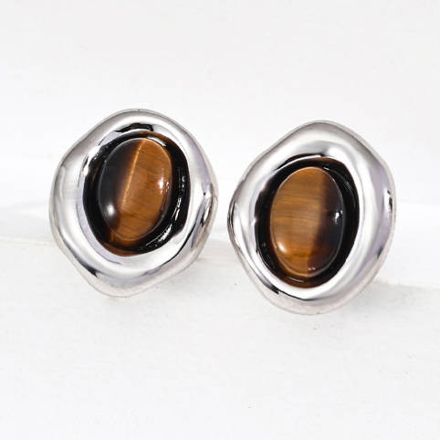 Minimalist Tiger's Eye Earrings