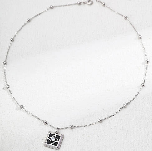 Square Agate and Cubic Zirconia Pendant Necklace