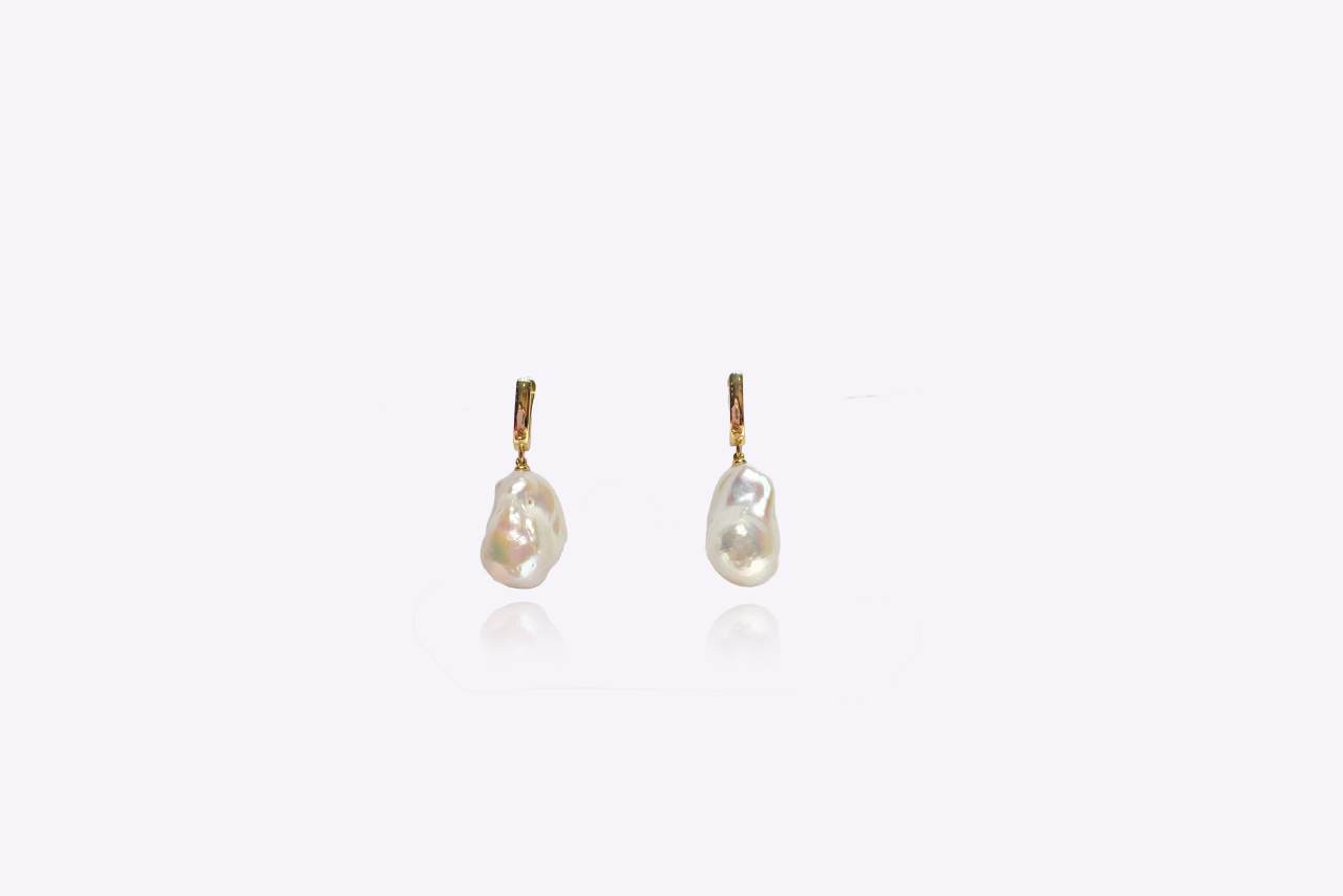 Elegant Baroque Pearl Drop Earrings with Gold-Tone Settings
