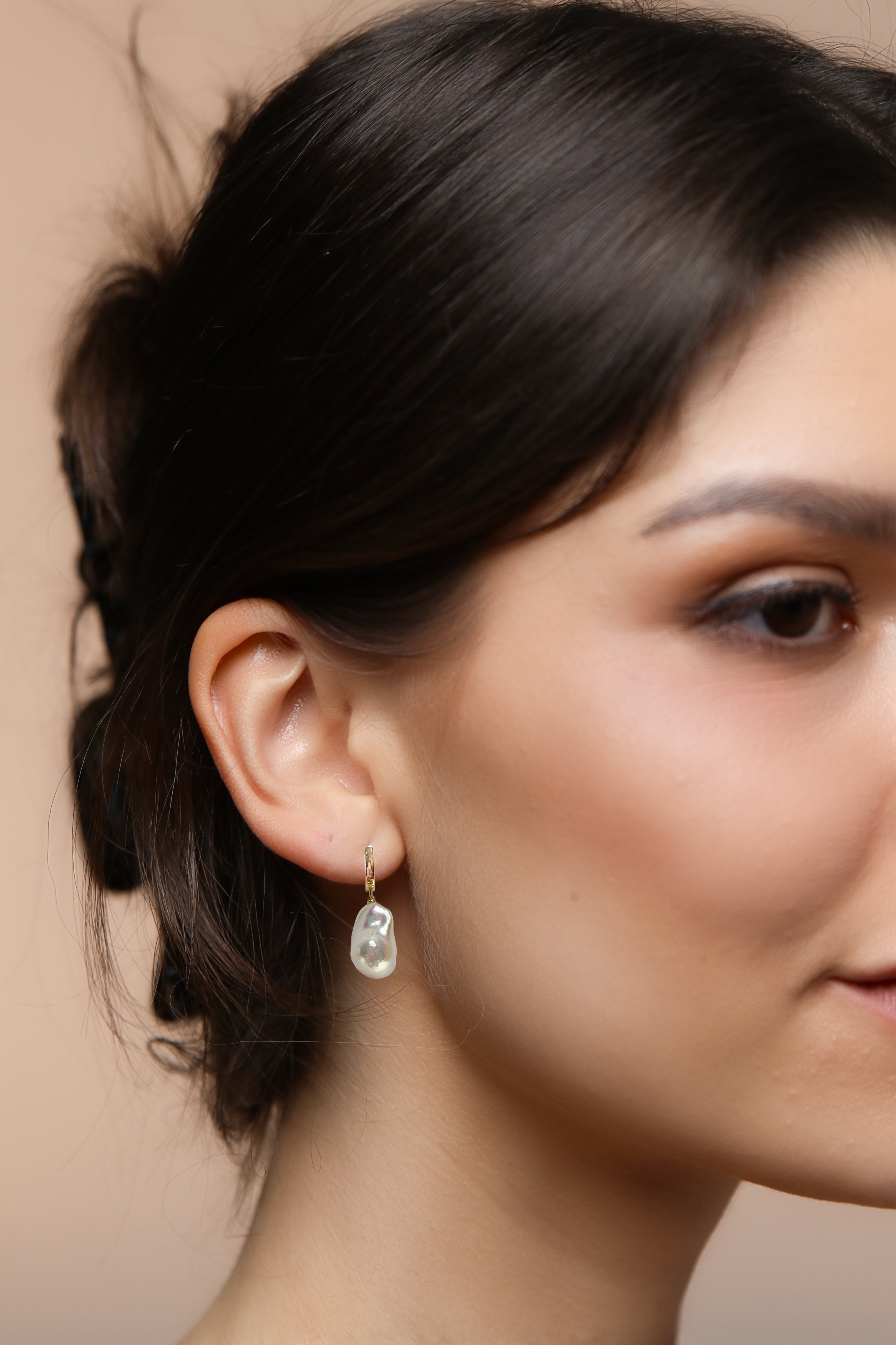 Elegant Baroque Pearl Drop Earrings with Gold-Tone Settings