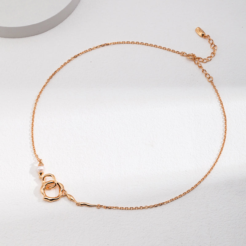 Exquisite Double Ring Clasp Sterling Silver Necklace