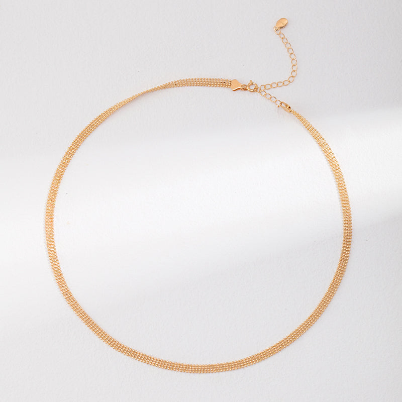 Elegant Sterling Silver Beaded Lace Chain Necklace